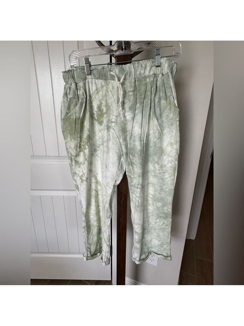 Amaryllis Mint Green & White Tie Dye Women’s Lounge/Casual/Joggers Pants XL